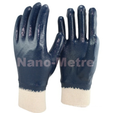 NMSAFETY Nitril Light Duty Arbeitshandschuhe Interlock Liner Knit Handgelenk voll getaucht blau Nitril beschichtete Handschuhe